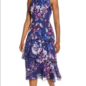 NEW Vince Camuto Purple Tiered Floral Midi Dress